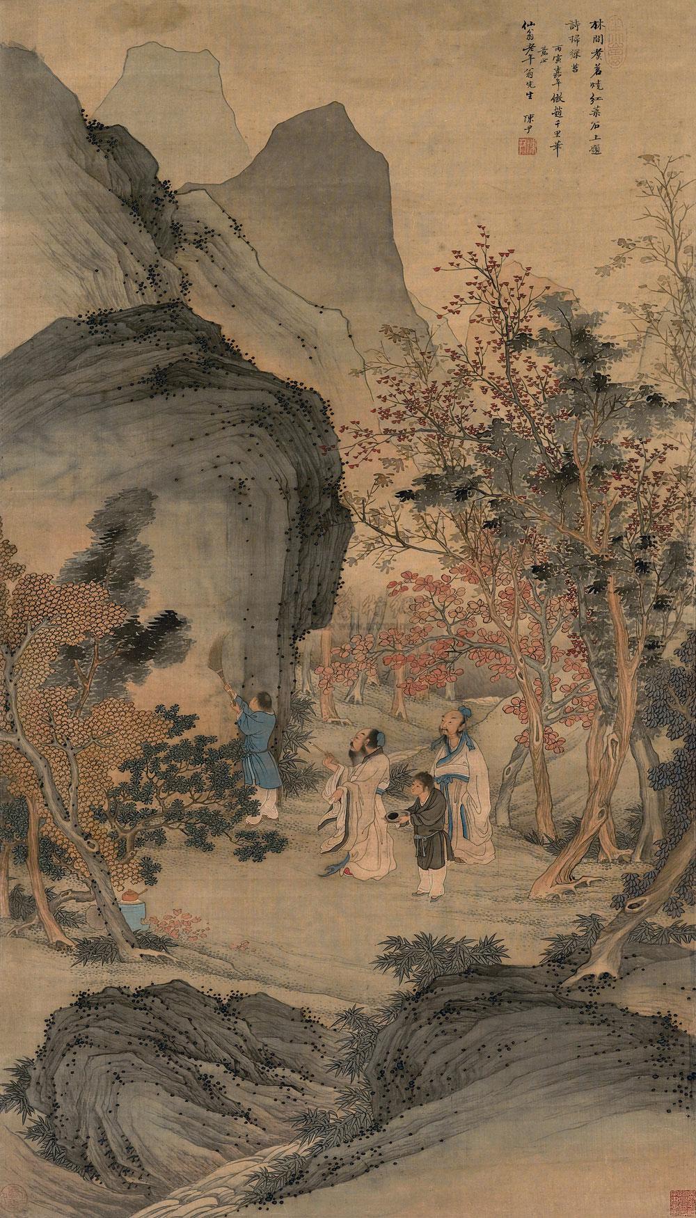 1281 1684年作 题壁图 立轴 设色绢本