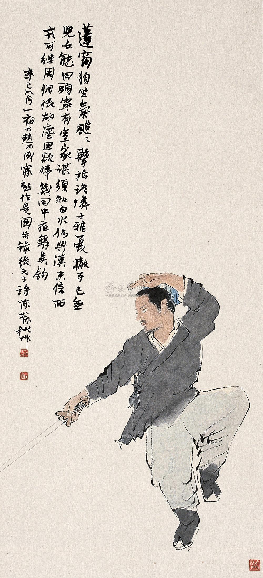 0655 辛巳(1941年)作 舞剑图 立轴 纸本
