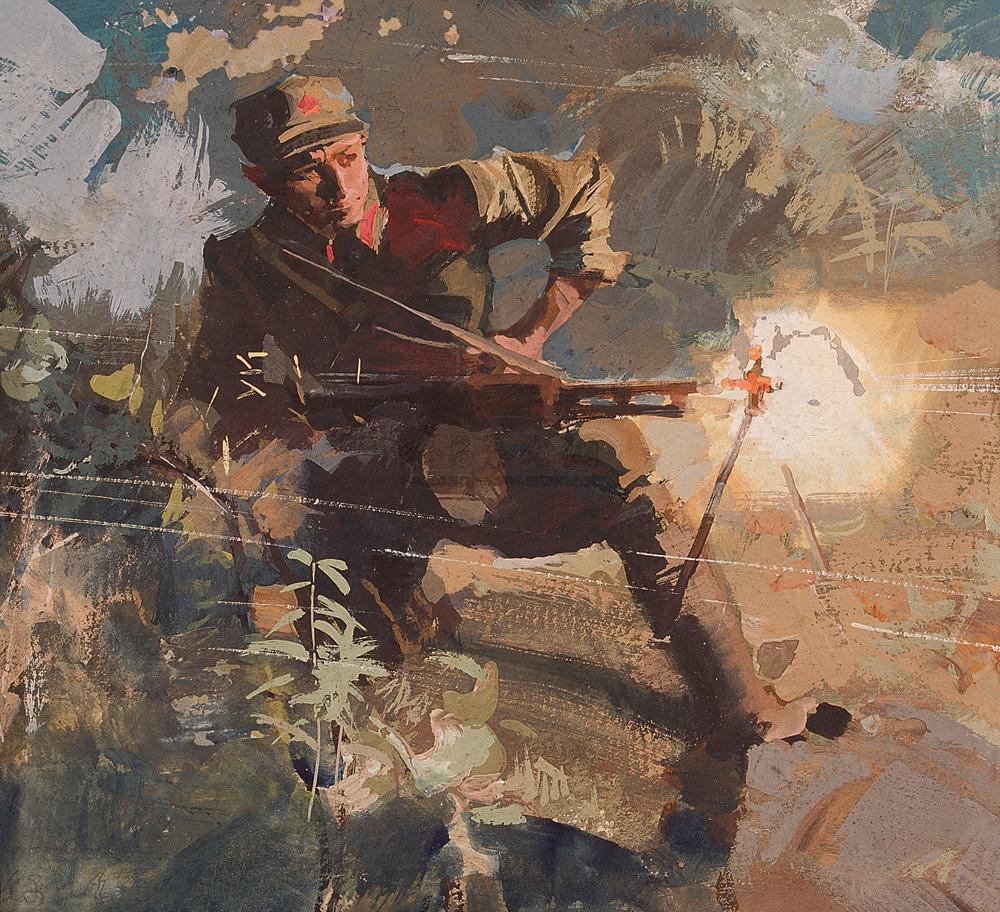 抗日战争水彩画作品图片