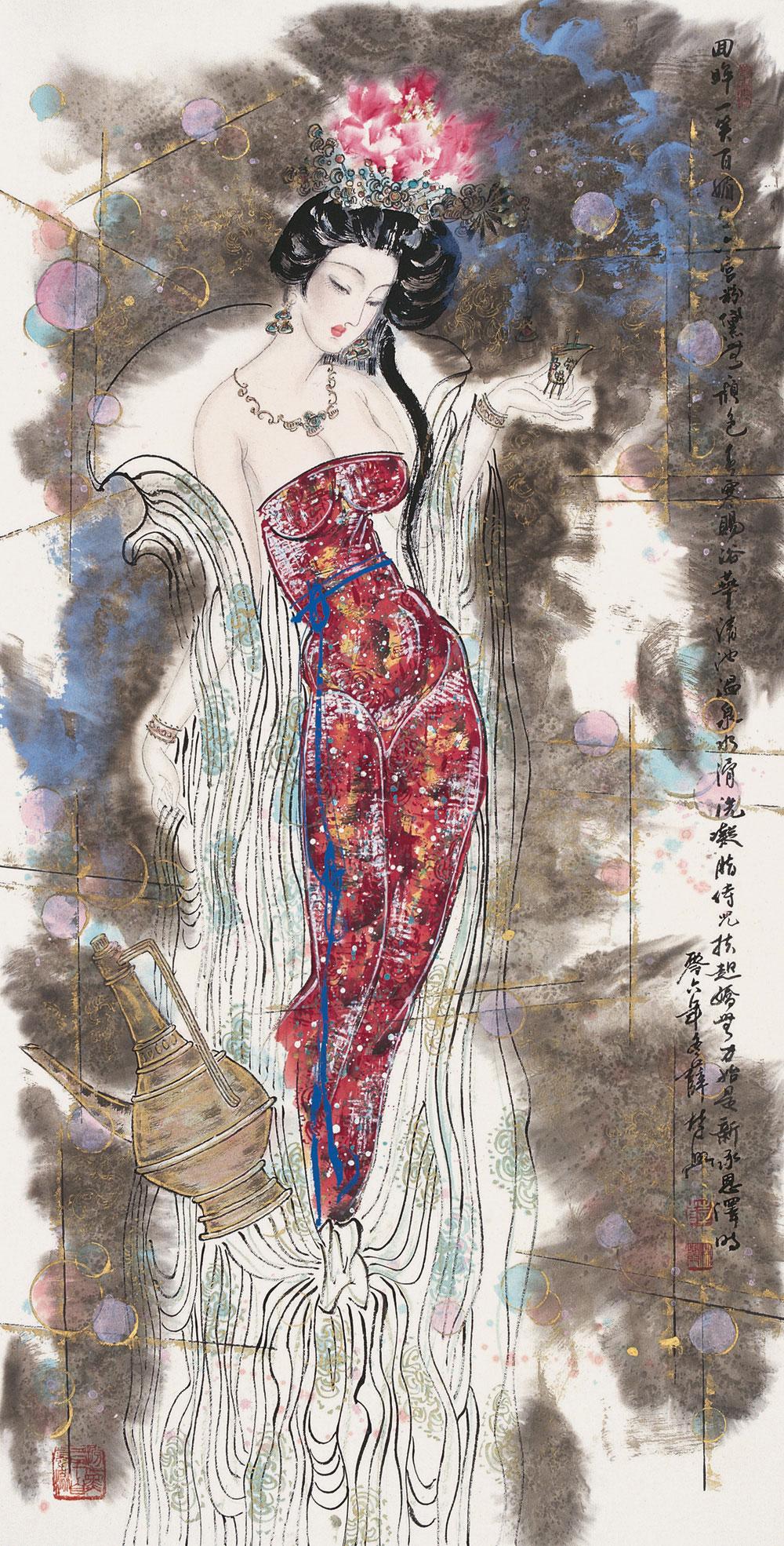 1334 2006年作 贵妃出浴 镜心 设色纸本