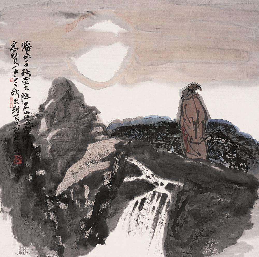 0376 2002年作 赏月图 镜心 设色纸本