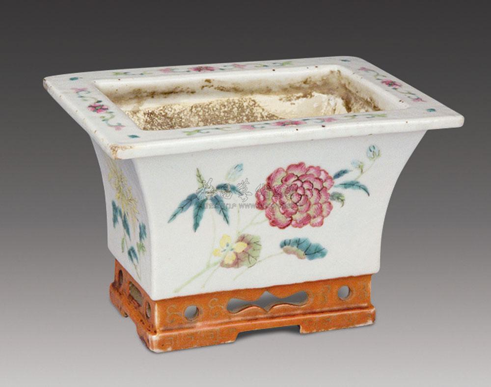 0366 清光绪 大雅斋料款粉彩花盆