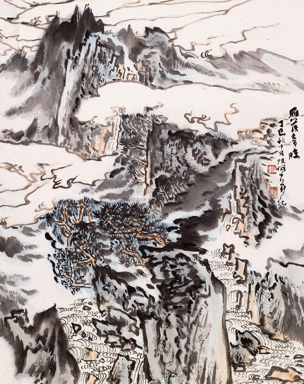 0158 雁荡山 立轴 设色纸本