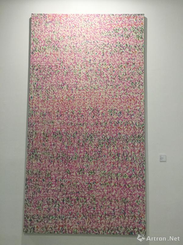 丁设《不断重复的点线》  300x150cm  2013  布面丙烯