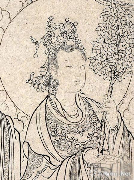 蘇柏鬥摹明代法海寺壁畫紀帝釋梵天禮佛護法圖西壁白描本