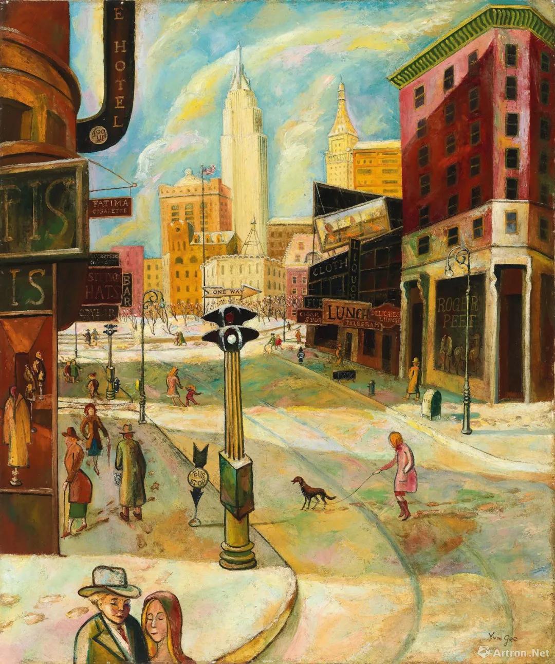 朱沅芷《欢乐节庆的百老汇》油彩,画布,121×101cm,约1930-1940年代作