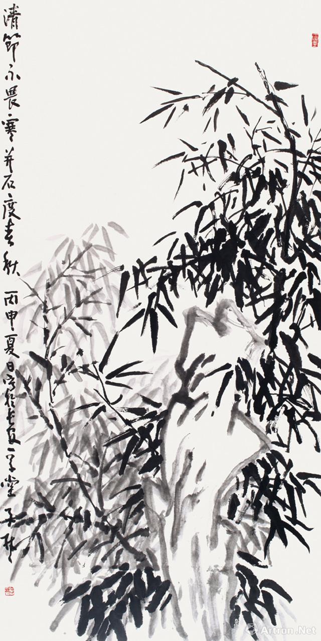 《竹石图》  陈子林 138×70cm 2016年