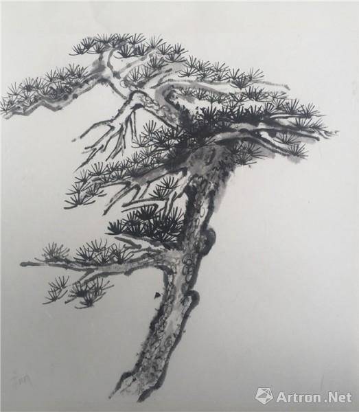 《松树》  释祖成 37×37cm 2017年 纸本水墨