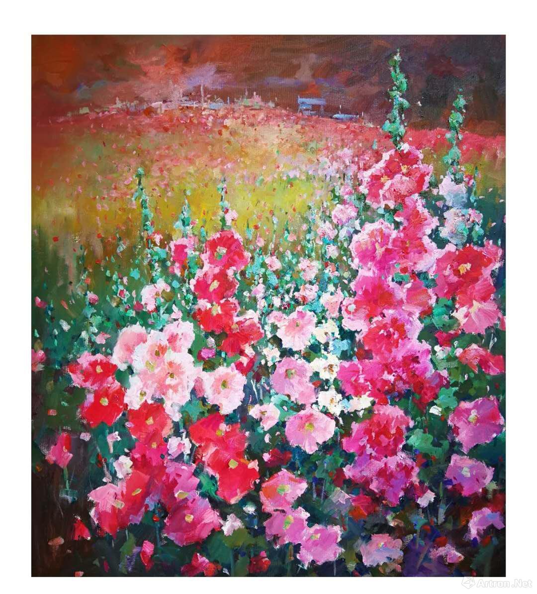 《盛开的蜀葵》  张继凯 80x90cm