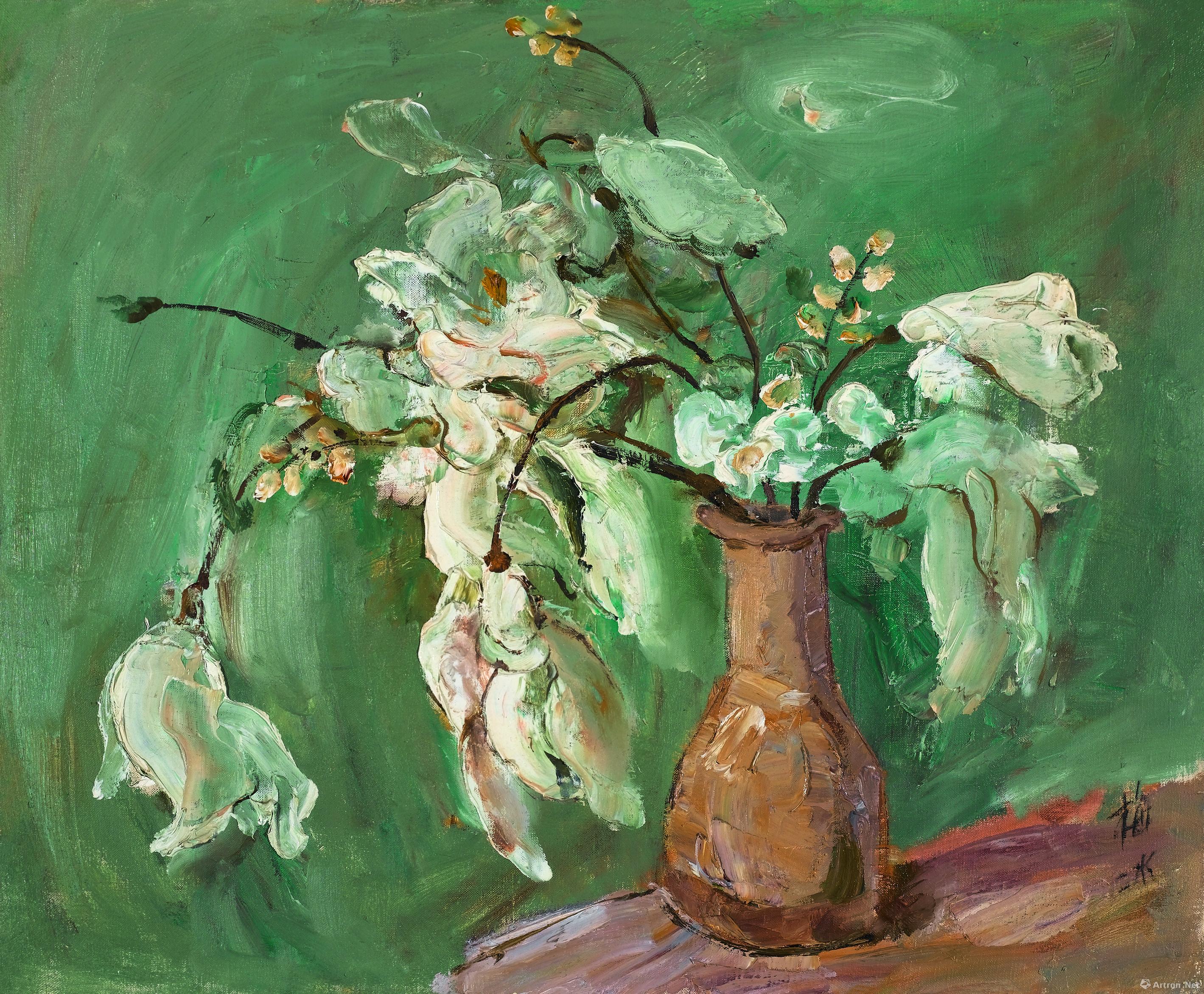 《凋谢的玉兰花》  盛梅冰 60x72cm 1992年 布面油画