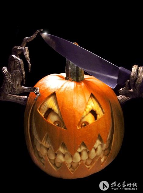 美国雕塑家制造千奇百怪的万圣节南瓜雕刻