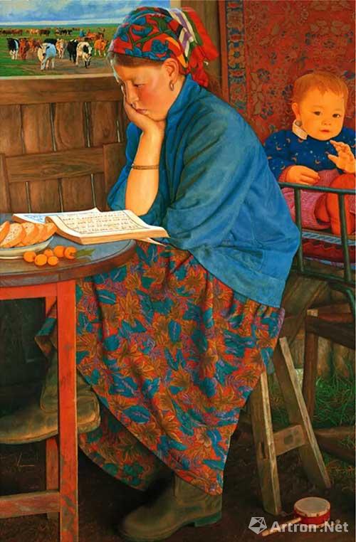 《读书》107x163cm 布面油画 2003年 参加第三届中国油画精选展